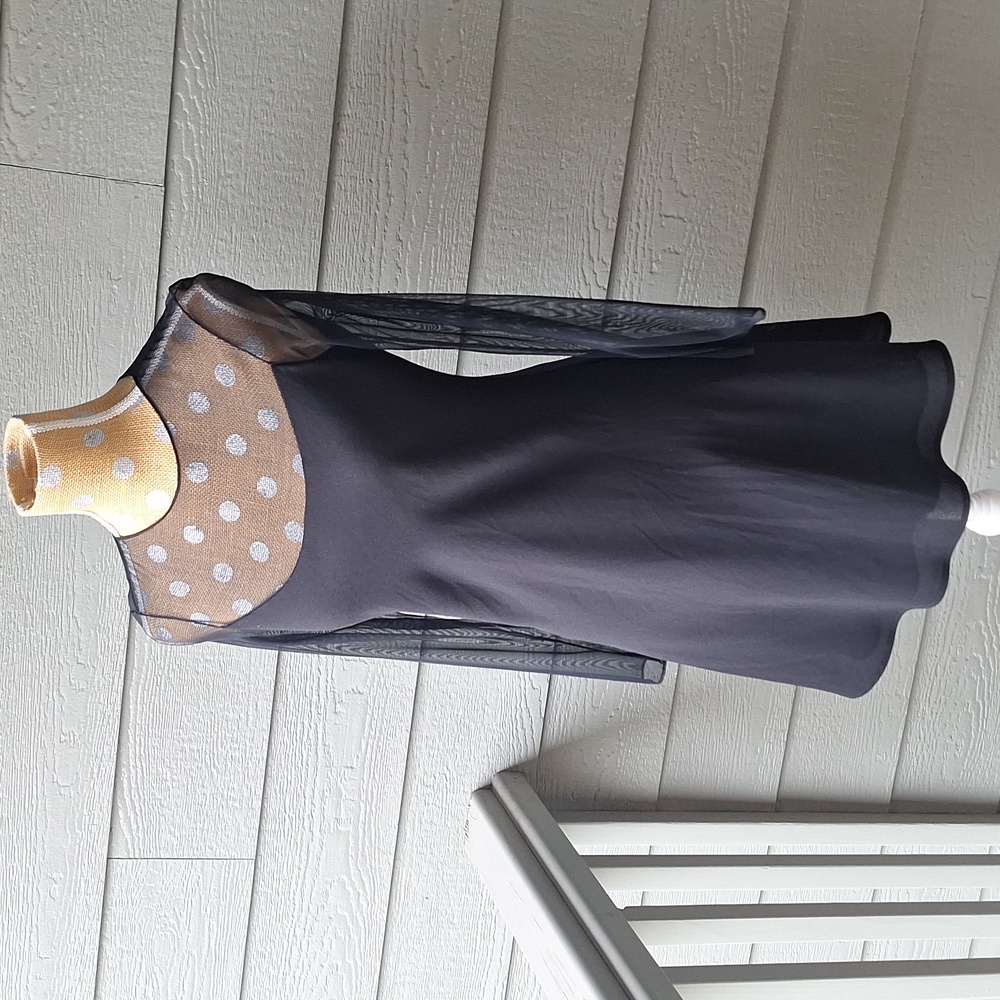 Y2k 90s vintage Laundey by Shelli Segal sheer mesh top LBD little black dress 8P